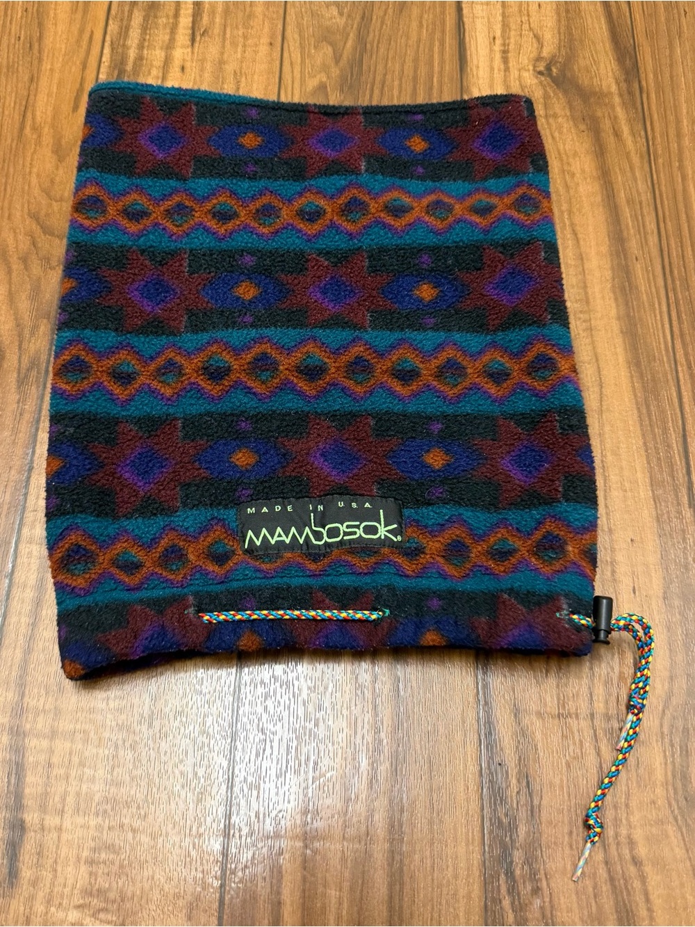 90s Mambosok Neck Warmer / Open Top Hat Geometric Ski Snowboarding Retro Vintage